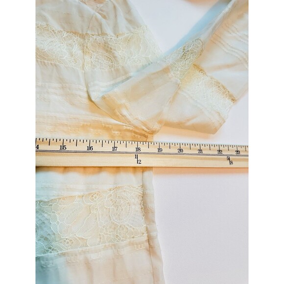 CHELSEA‎ AND WALKER Bow Blouse Ivory Silk Lace Long Sleeve Blouse Women's 6 - Picture 15 of 16